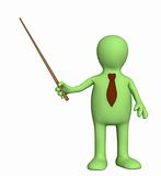 3d puppet - businessman in a tie with pick
