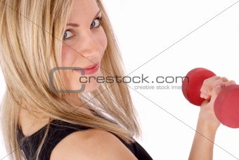 well shaped female exercising