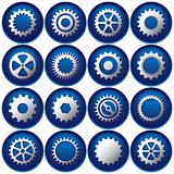 Sixteen Cog Buttons/Icons