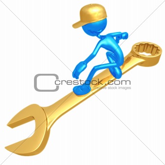 Mechanic Surfing On A Wrench