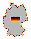 Map of Germany with easter eggs and flag