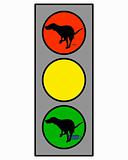 Conceptual shot of traffic light showing a dog excreting