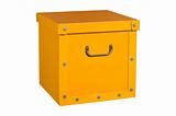 yellow cardboard box, isolated. 