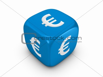 blue dice with euro sign