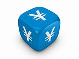 blue dice with yen sign