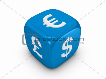 blue dice with curreny sign