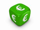 green dice with euro sign