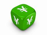 green dice with yen sign