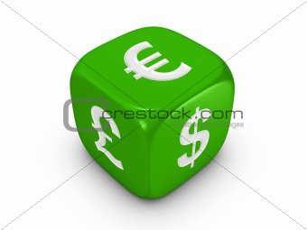 green dice with curreny sign