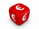 red dice with euro sign
