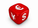 red dice with curreny sign
