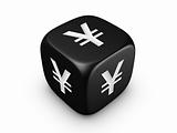 black dice with yen sign