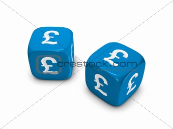 pair of blue dice with pound sign