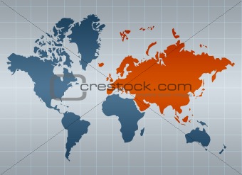 Eurasia on map of the world