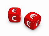 pair of red dice with euro sign