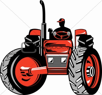 Farmer drivng a tractor