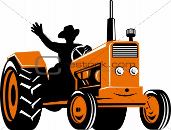 Farmer drivng a tractor