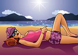 Girl lying on the beach