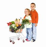 Kids shopping healthy food