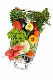 Shopping cart full of vegetables