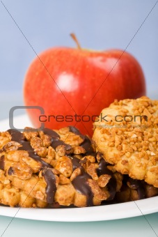 Peanut and chocolate cookies with apple