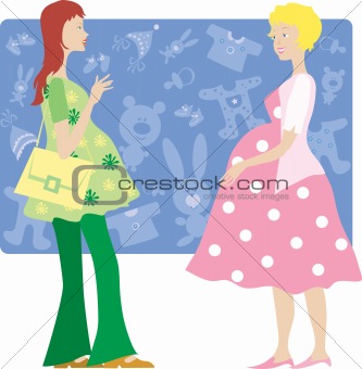 Two pregnant ladies shopping