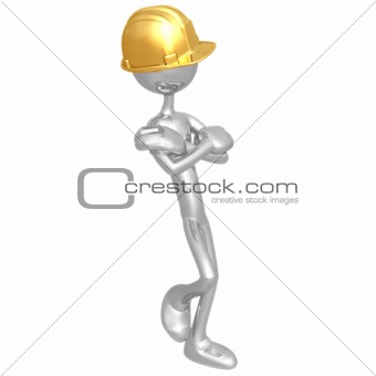 Construction Worker Leaning