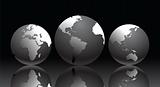 Vector illustration with globe of the Earth in different positio