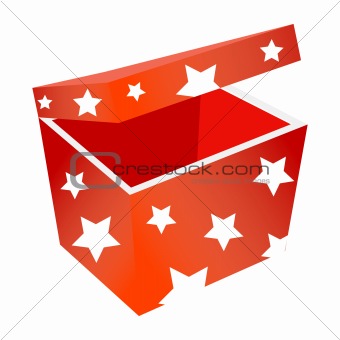 Red gift box with stars