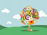 Abstract vector tree with colorful bubbles