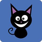 Black cat smiling