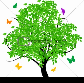 Abstract tree with green leaves