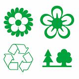 Set of green environmental icons, vector illustration