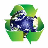 Planet Earth with Recycle Symbol 