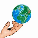 hand and world globe 3