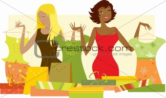 Women shopping for new clothes