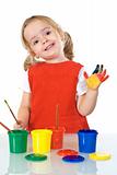 Happy little painter girl