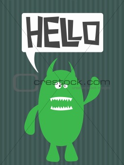 Illustration of a monster saying hello