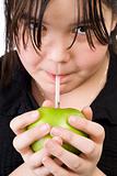 Girl Drinking Apple Juice