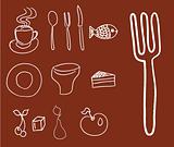 Collection of food and kitchenware icons