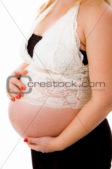 close view of young pregnant woman's tummy