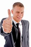 young businessman with thumbs up