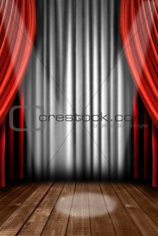 Vertical Stage Drapes With Spot Light