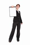 businesswoman with board