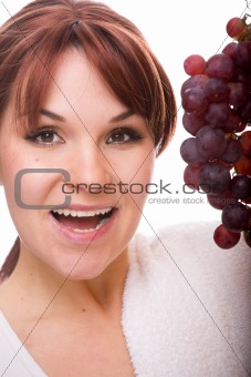 woman with grapes