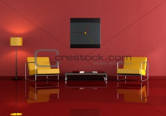 orange and red living room