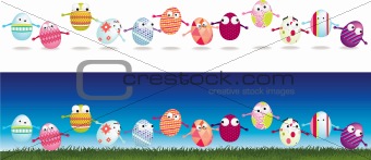 Easter egg cartoon characters