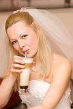 Bride with a milk shake