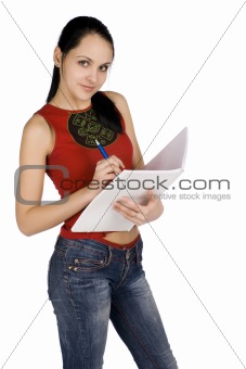 Nice girl with a notebook