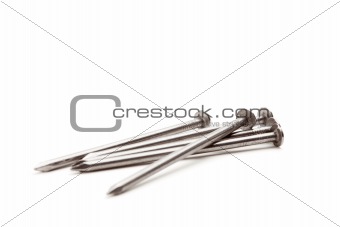 Construction Nails Isolated on a White Background.